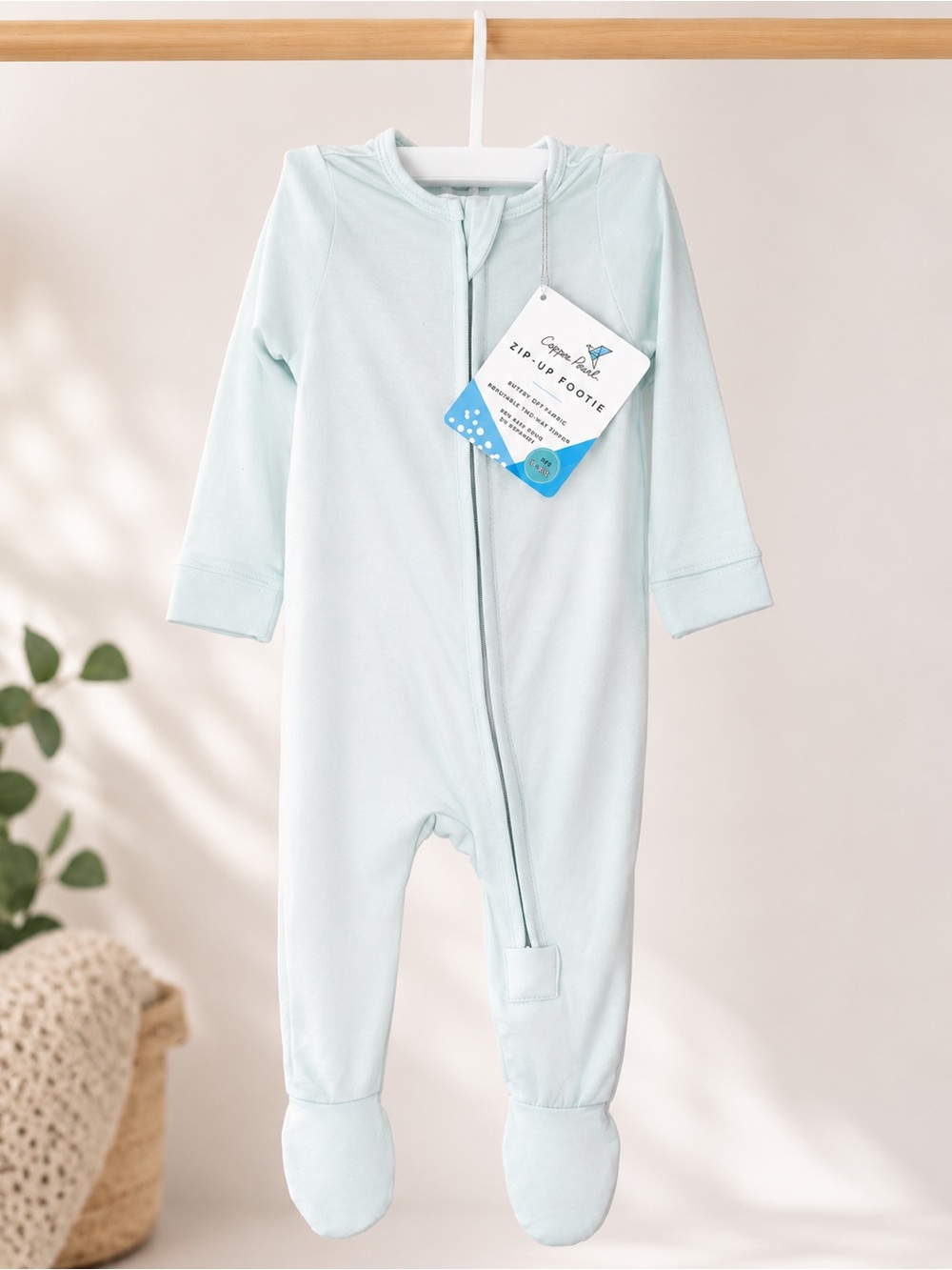Copper Pearl Baby Zip-Up Footie 3-6 Months Light Blue NWT